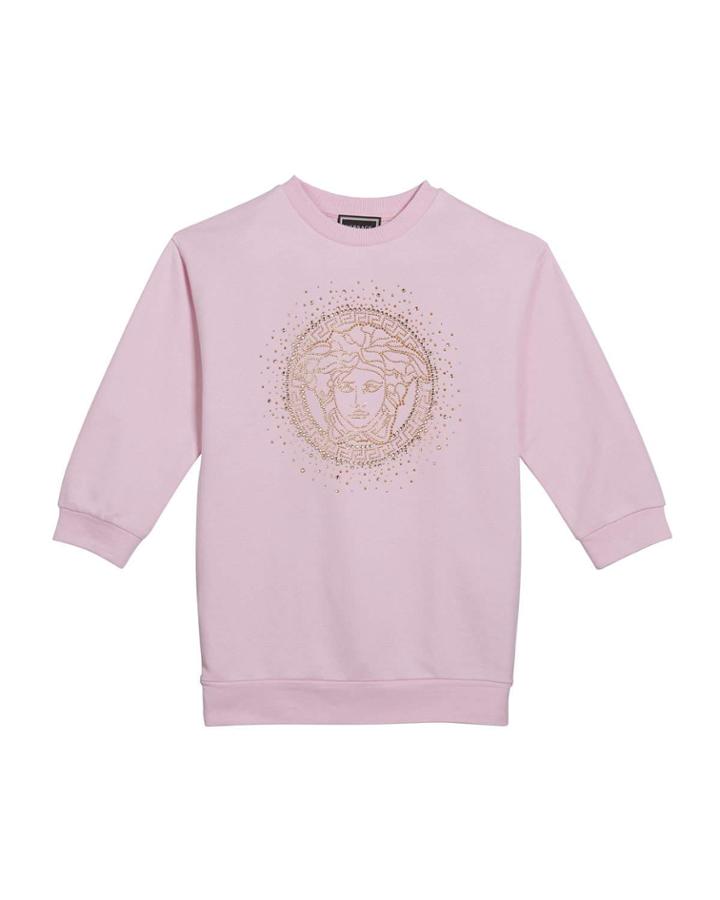Girl's Sweatshirt Dress W/ Crystal Medusa Logo,
