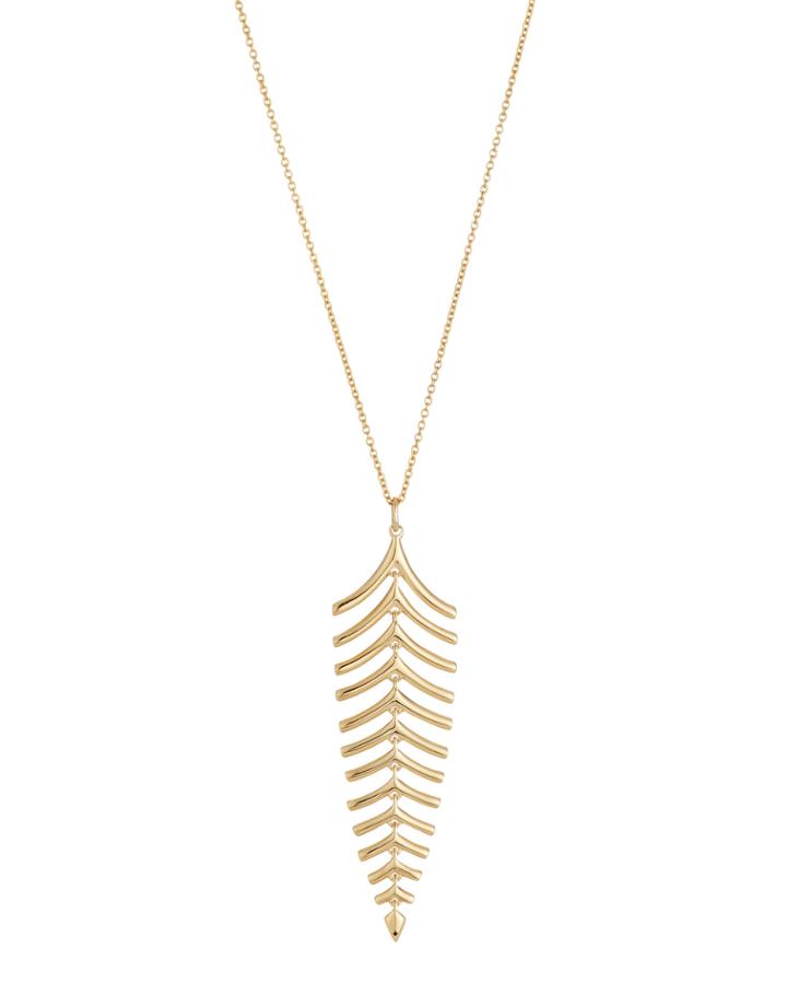 18k Gold Palm Leaf Pendant Necklace