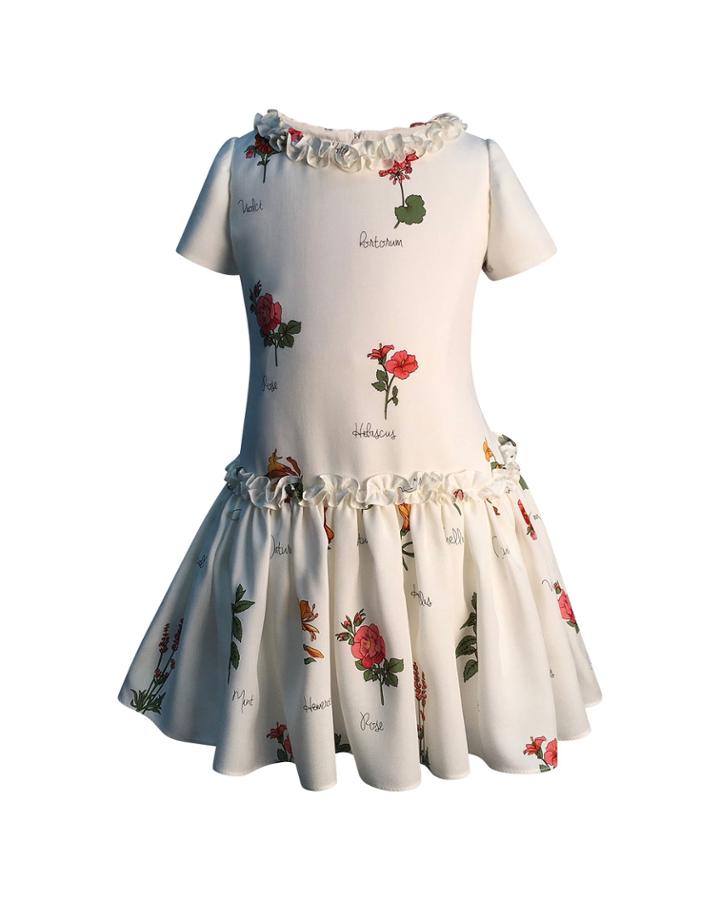 Botanical Print Ruffle Dress,