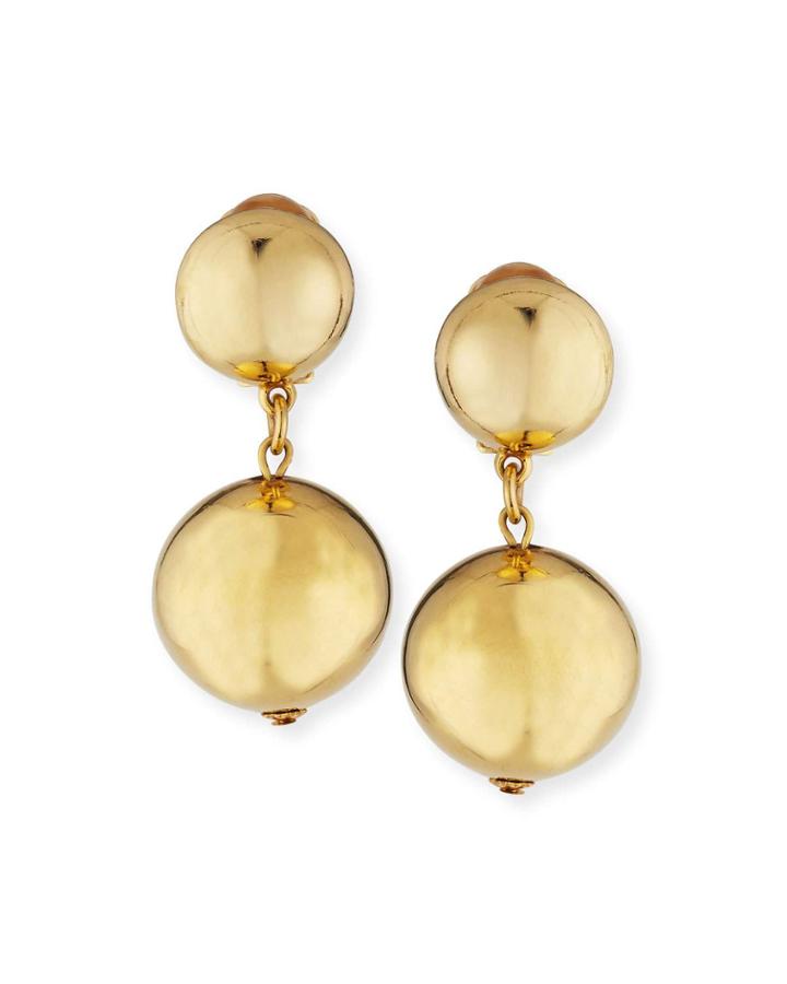 Bold Beaded Ball Drop Clip-on Earrings
