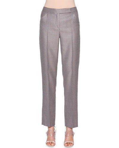 Wool/silk-blend Houndstooth Trousers