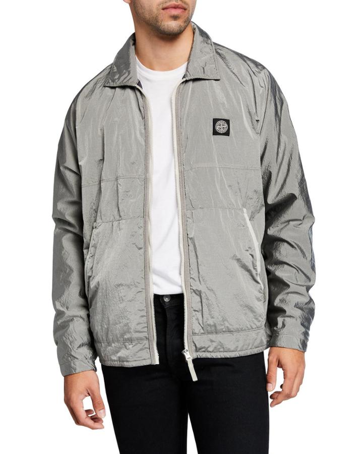 Men's Nylon Metal Zip-front Overshirt Jacket