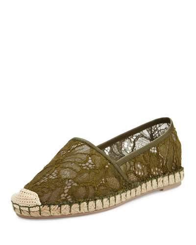 Floral-lace Espadrille Flat