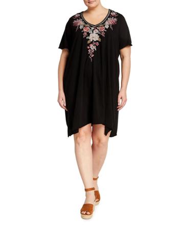 Plus Size Hisako Embroidered Drape Tunic