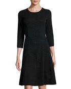 Eve Dot-print Sweaterdress, Black/blue
