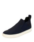Men's Python & Leather Mid-top Skate Sneaker,
