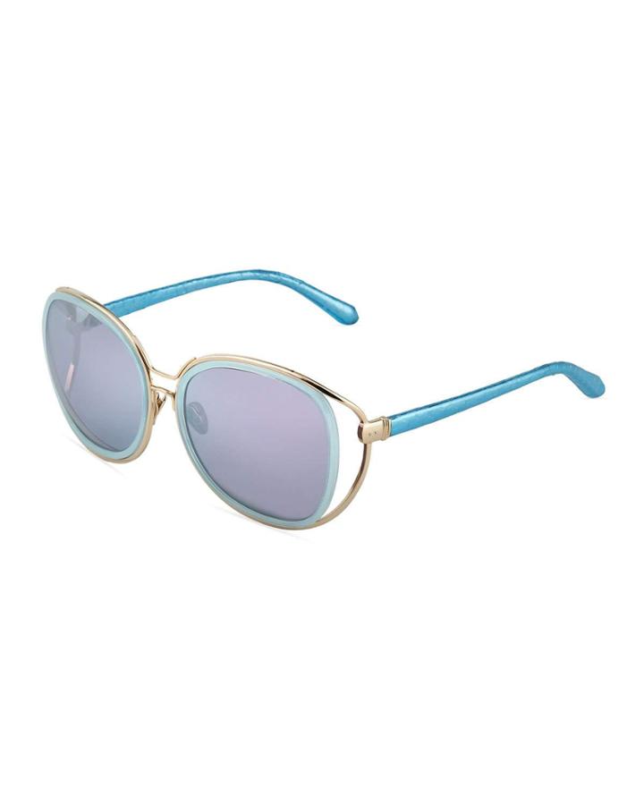 Oversized Square Sunglasses W/ Snakeskin-wrapped Arms
