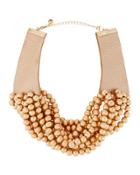 Multi-strand Beaded Torsade Choker Necklace, Gold