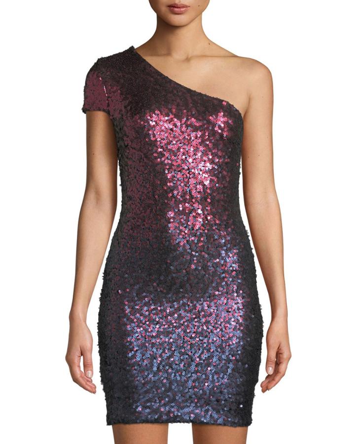 Debbie Ombre Sequins Cold-shoulder Dress