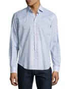 Starburst-print Sport Shirt, White/blue/red