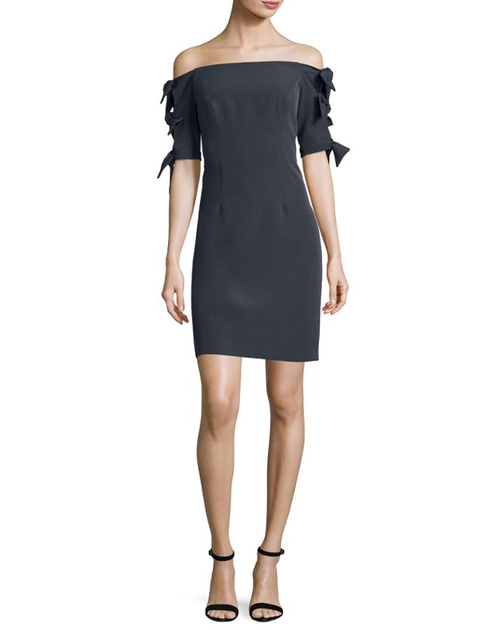 Caroline Off-the-shoulder Italian Cady Minidress,