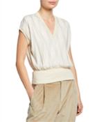 Monili Argyle V-neck Cap-sleeve