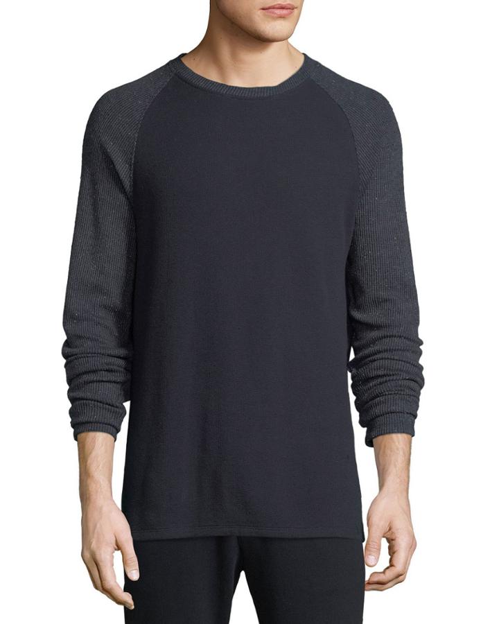Men's Long-sleeve Crewneck Cotton-blend T-shirt