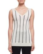Vertical-stripe V-neck Tank
