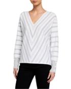 Mitered Stripe V-neck Top