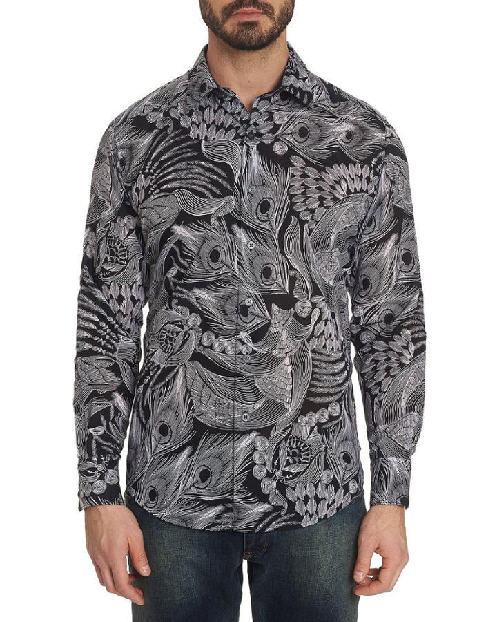 Men's Samson Delilah Patterned Sport Shirt With Contrast Detail