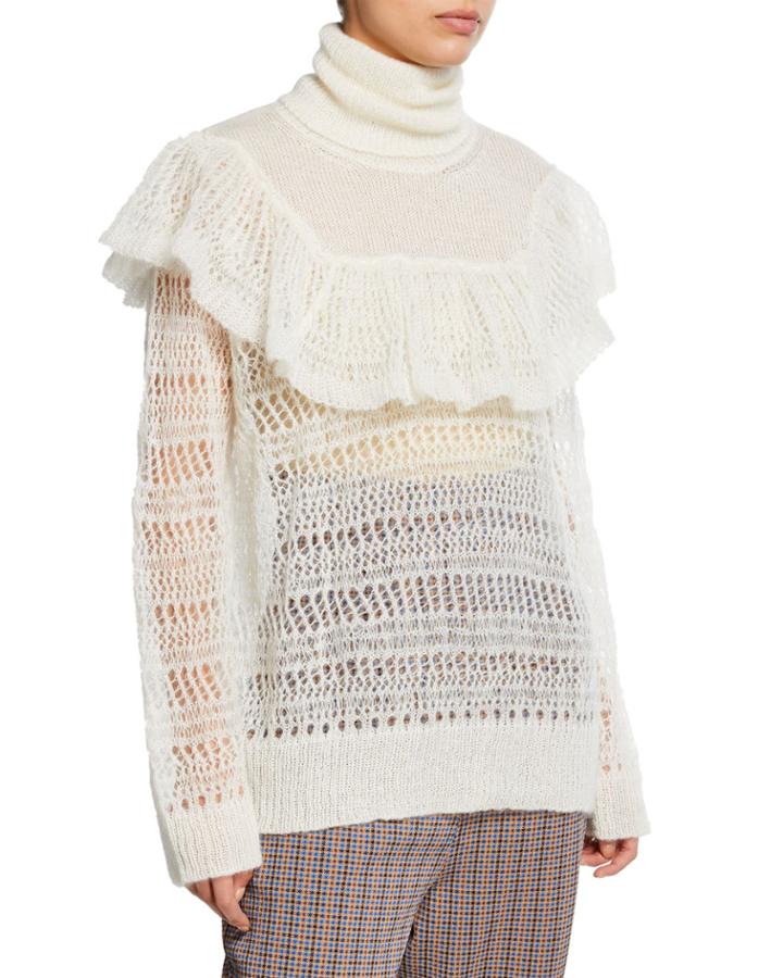 Ruffle-trim Turtleneck Knit