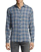 John Check-print Button-front Linen