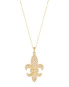 14k Gold Diamond Fleur-de-lis Pendant Necklace,