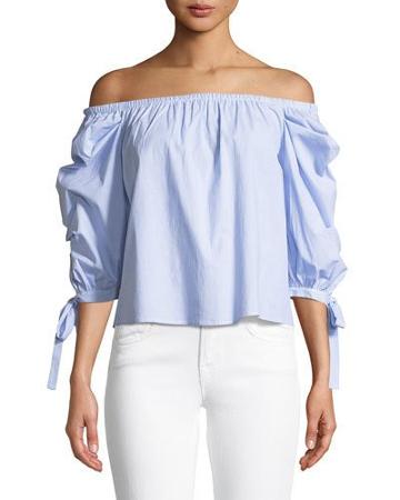 Off-the-shoulder Tie-sleeve Top
