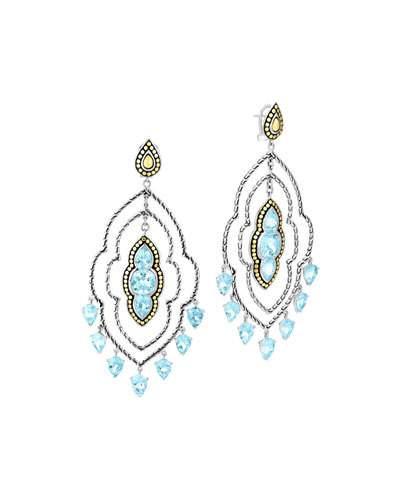 Batu Dot Morocco Gold & Silver Chandelier Earrings