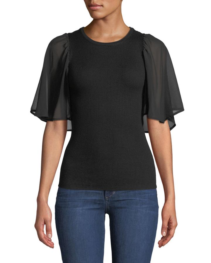 Georgette-sleeve Ribbed