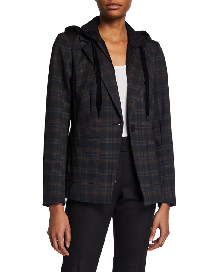 Plaid Blazer W/hoodie