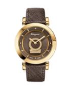 36mm Minuetto Rose Ip Diamond-dial Watch With Brown