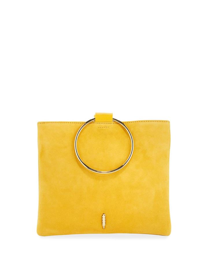 Le Pouch Ring Suede Small Crossbody Bag, Dijon