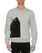 Patch-pocket Space-dye Sweatshirt, Dark Gray