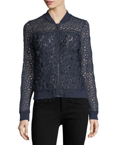 Fatima Mixed-lace Bomber Jacket