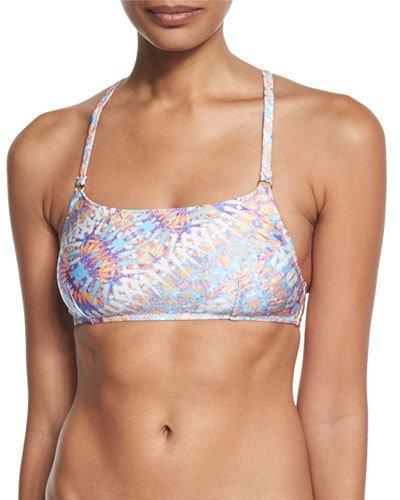 Mosaic-print Swim Top, Blue/purple