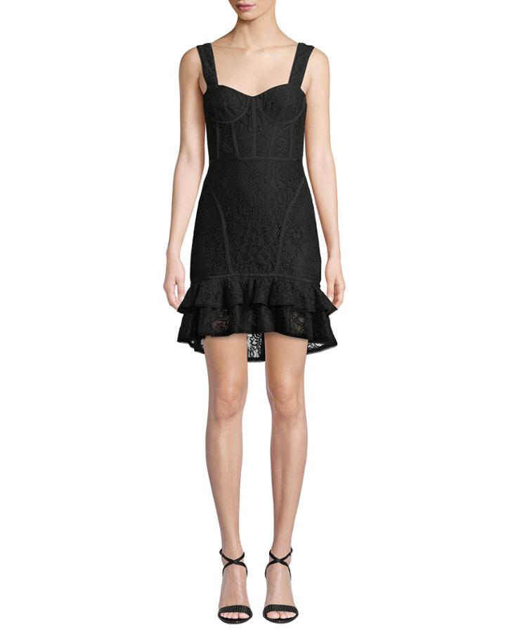 Lace Ruffle-hem Bustier Dress