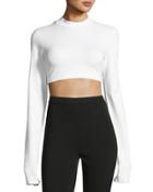 Cropped Mock-neck Top, White