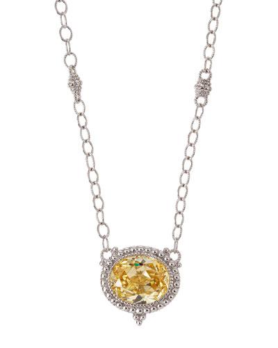 La Petite Oval Canary Crystal Pendant Necklace