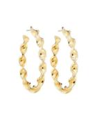 18k Yellow Gold Twisted Round Hoop Earrings