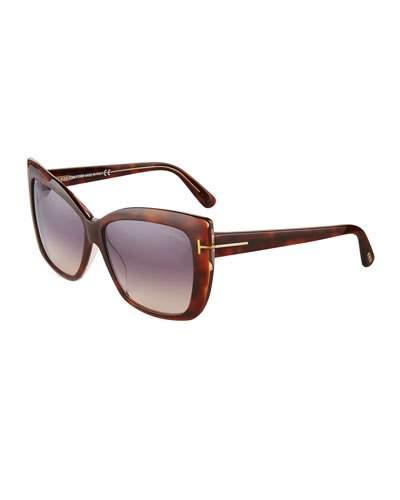 Cat-eye Tortoiseshell Plastic Sunglasses, Brown