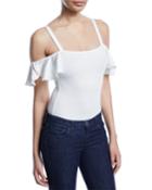 Cold-shoulder Ponte Bodysuit, Ivory