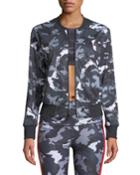 Camo-print Reversible Long-sleeve Bomber Jacket