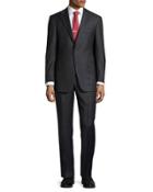 Classic-fit Lindsey Mini-check Two-piece Suit, Charcoal Gray