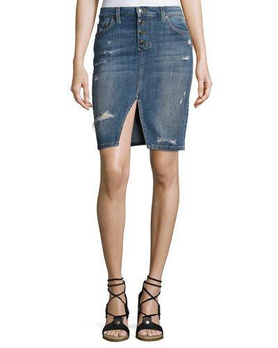 Button-up Denim Pencil