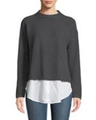 Cashmere Sweater Poplin-trim Twofer Top