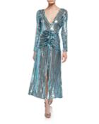 Emmy Sequin Stripe V-neck Long-sleeve Dress