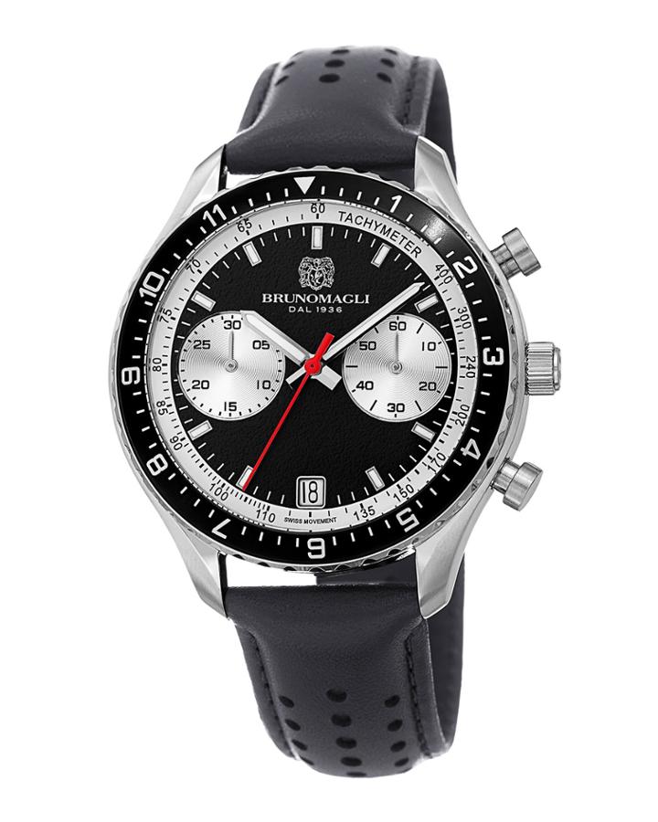 43mm Marco 1081 Chronograph Watch, Gray/black