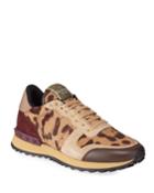 Men's Mixed-media Leopard Trainer