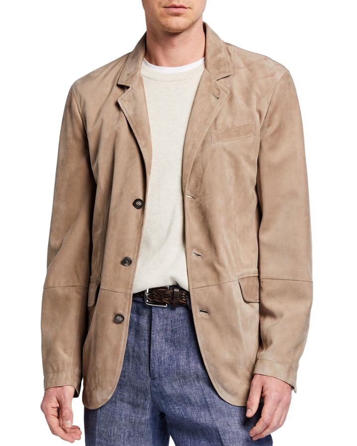Men's Suede Three-button Jacket