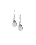 14k Freshwater Pearl & Diamond Drop Earrings