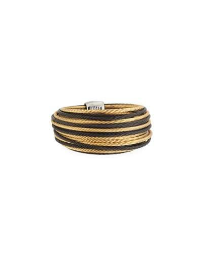 Noir Steel & 18k Micro Cable Ring,