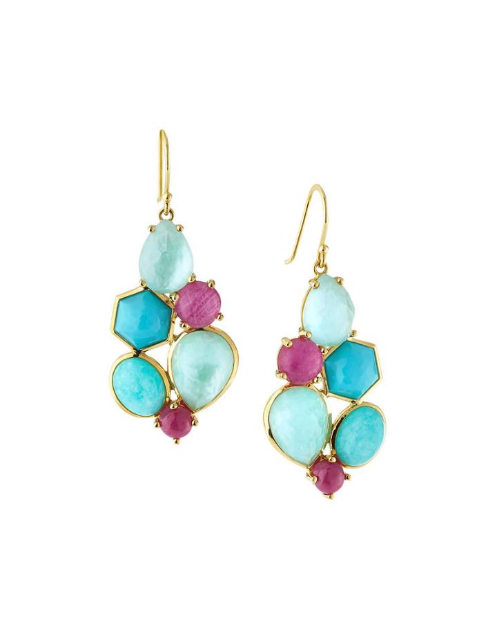 18k Rock Candy 6-stone Cluster Earrings In Caribbean Blue
