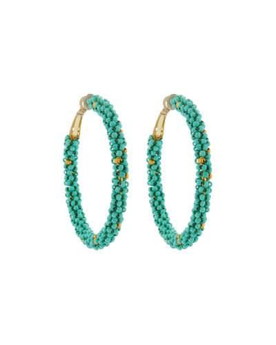 Beaded Hoop Earrings, Turquoise